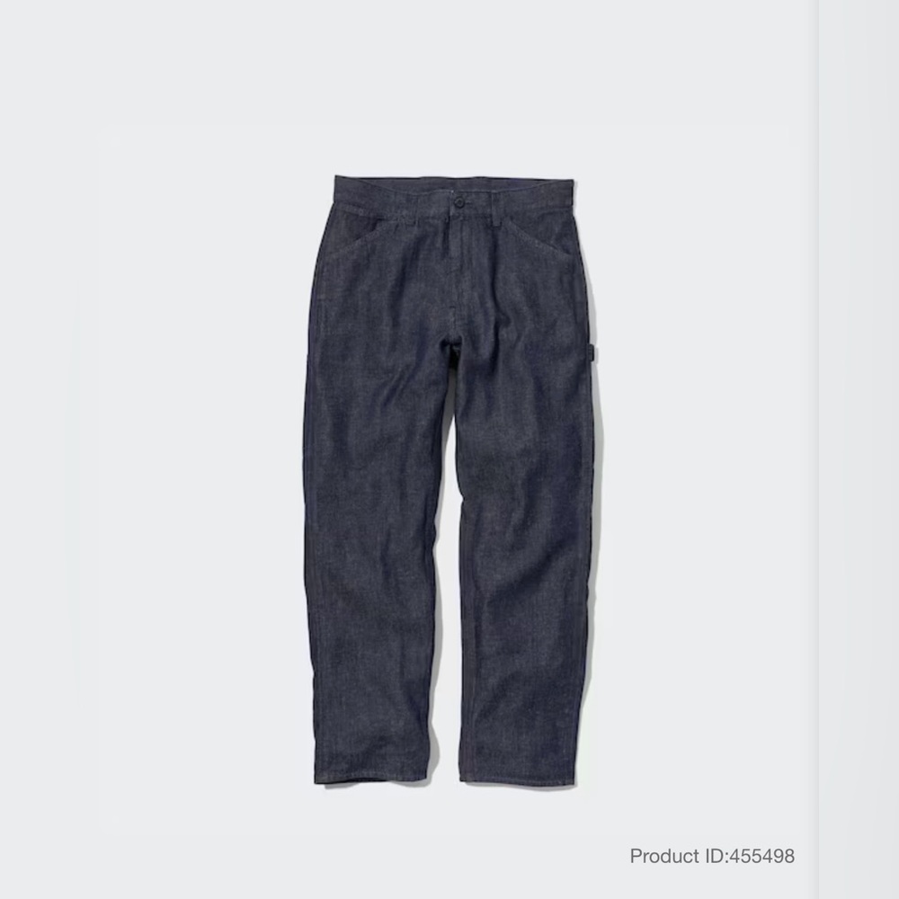 Uniqlo Denim Work Carpenter Pants Cotton Linen Men’s Small Adjustable waistband